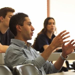 Classroom setting in Dodd Hall 175 Class discussion